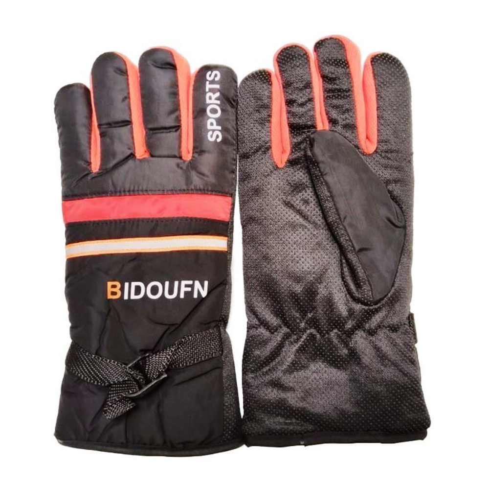 Перчатки зима черно-оранжевые с отражателем
