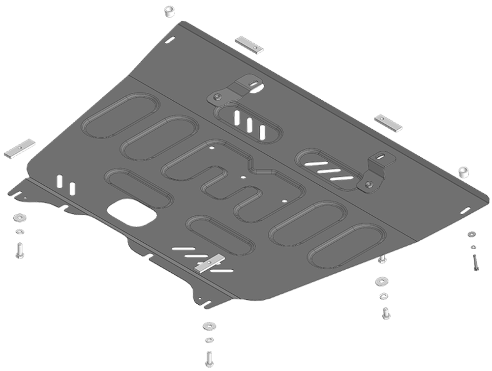 Защита картера Двигателя, КПП. 2 мм, Сталь. для GAC GS 8 2023-н.в., GAC M8 2023-н.в. MOTODOR.77802