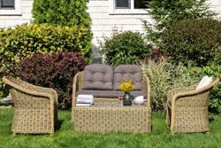 "Равенна" диван двухместный плетенный из ротанга, цвет соломенный