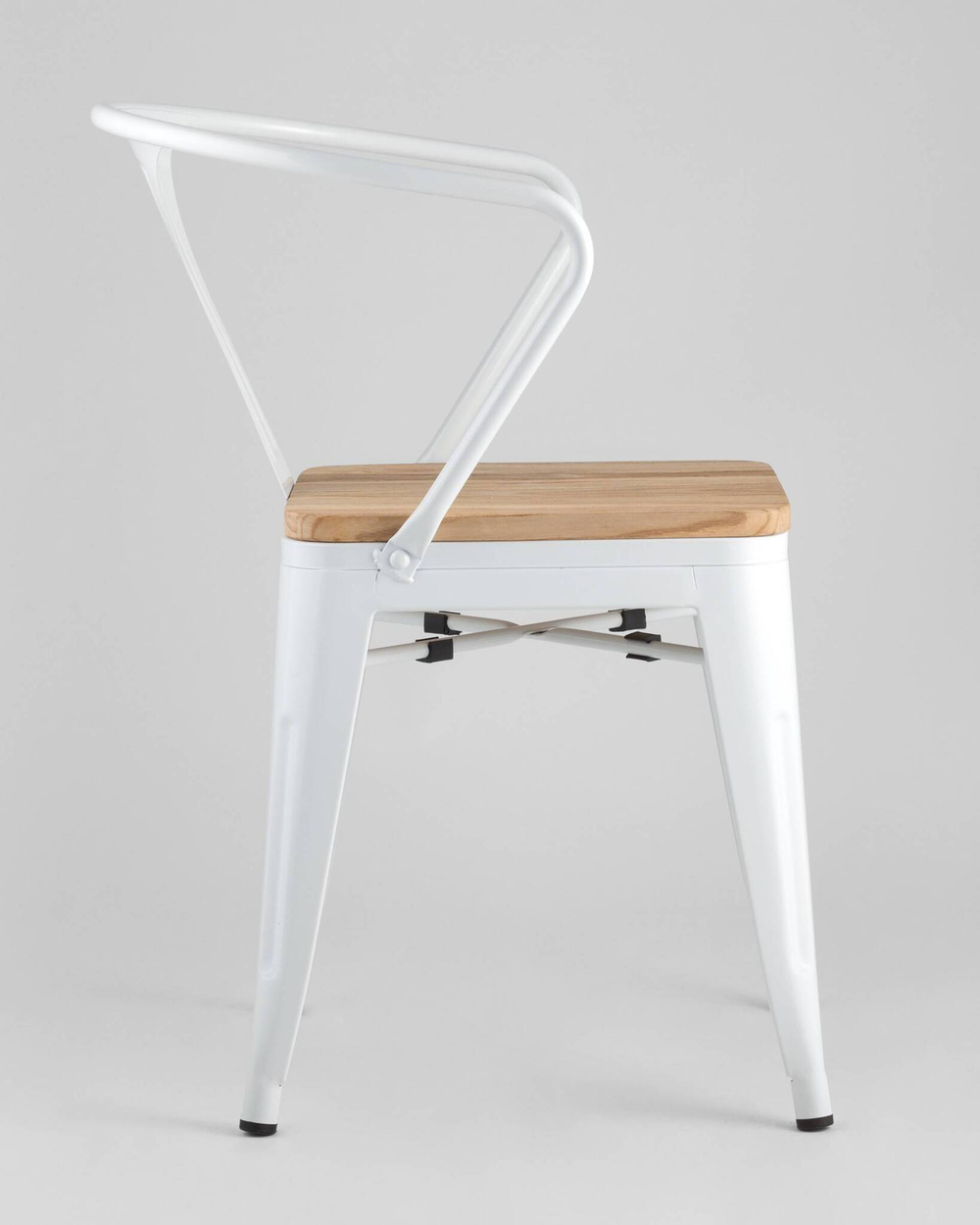 Стул TOLIX ARM WOOD с подлокотниками белый