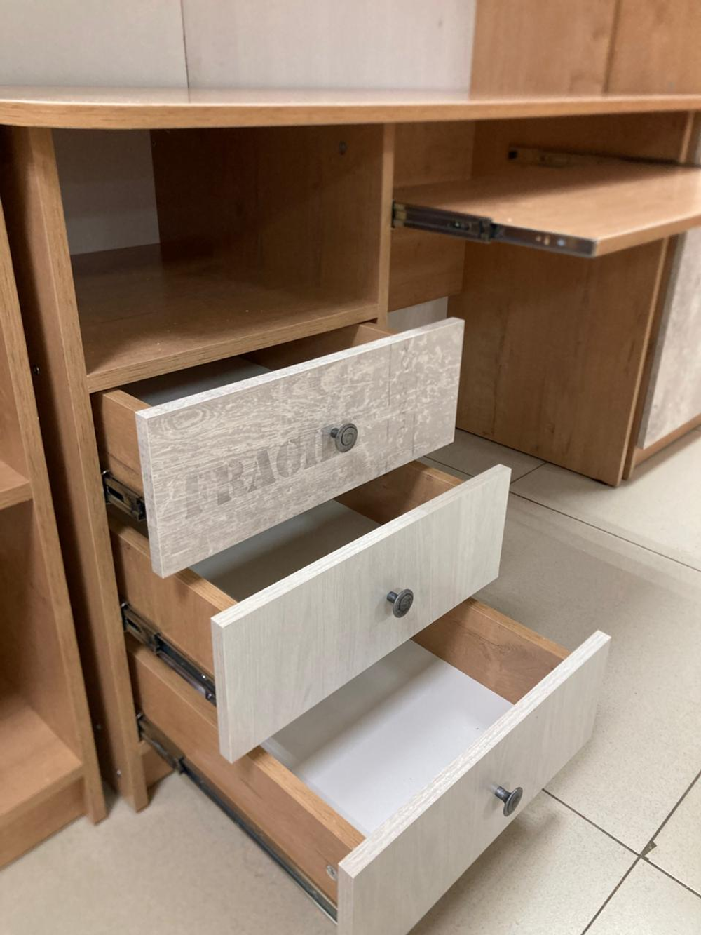 Стол письменный Ассоль Дуб бунратти/анкор белый/дельмар