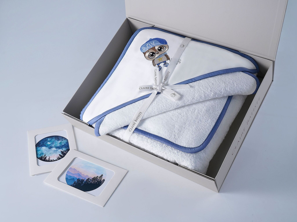 Полотенце детское 120х120 Claire Batiste Atelier Smart Boy для новорожденных с капюшоном