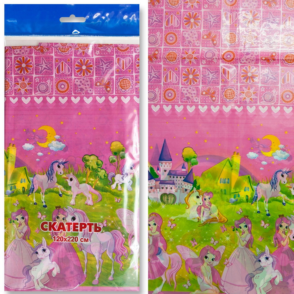 Скатерть ПЭТ, Принцессы, Розовый, 120*220 см
