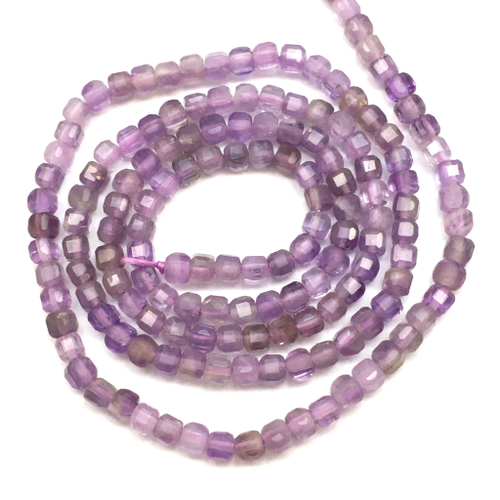 Аметрин граненый 2 мм, бусины-кубики (нить)