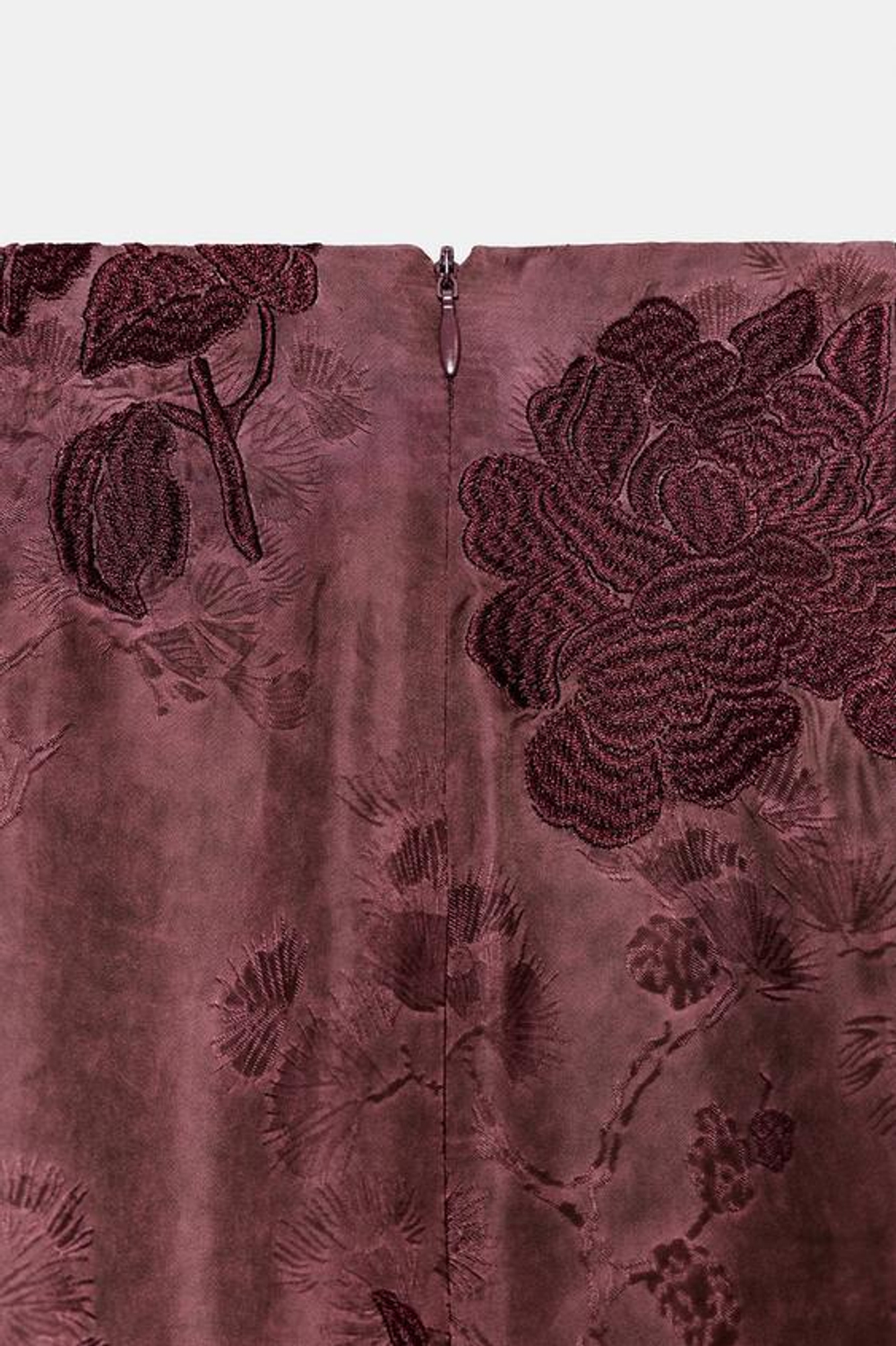 ZARA ЮБКА-ПАРЕО С ВЫШИВКОЙ И БАХРОМОЙ, БУРГУНДИ