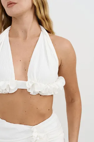 Топ с оборками в греческом стиле молочного цвета