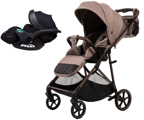 Прогулочная коляска Peppy Amici с автокреслом Verona Black Sandstone рама Greige