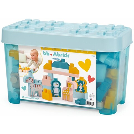 Ecoiffier Abrick - Набор КЛОКОВ в коробке 55 шт. ZOO 7981