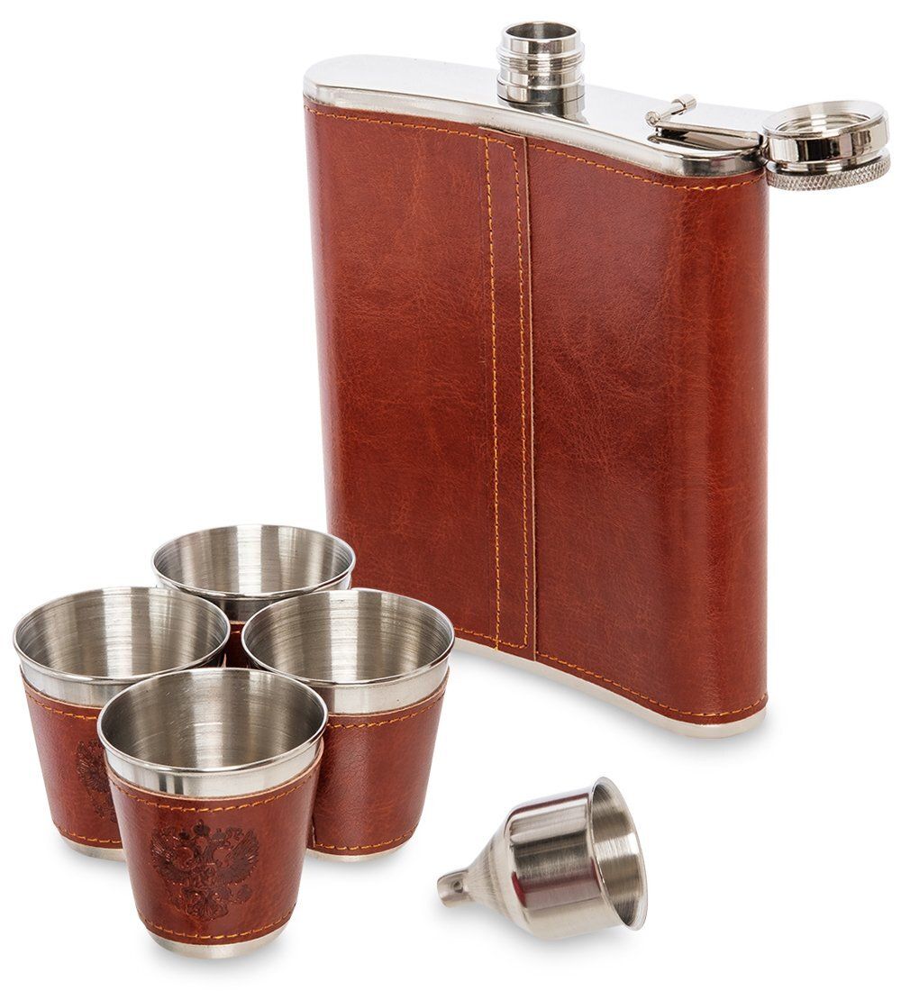 GT-13 Подарочный набор фляжка 500 мл со стопками «10 алкогольных заповедей»