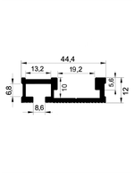 Профиль алюминиевый 44,4х12 длина 1,5 м Woodwork TR44.150