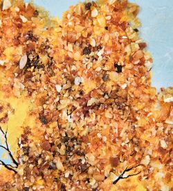 AMB-01/83 Картина «Березы у реки» (с янтарной крошкой) пласт.рамка 33х42см