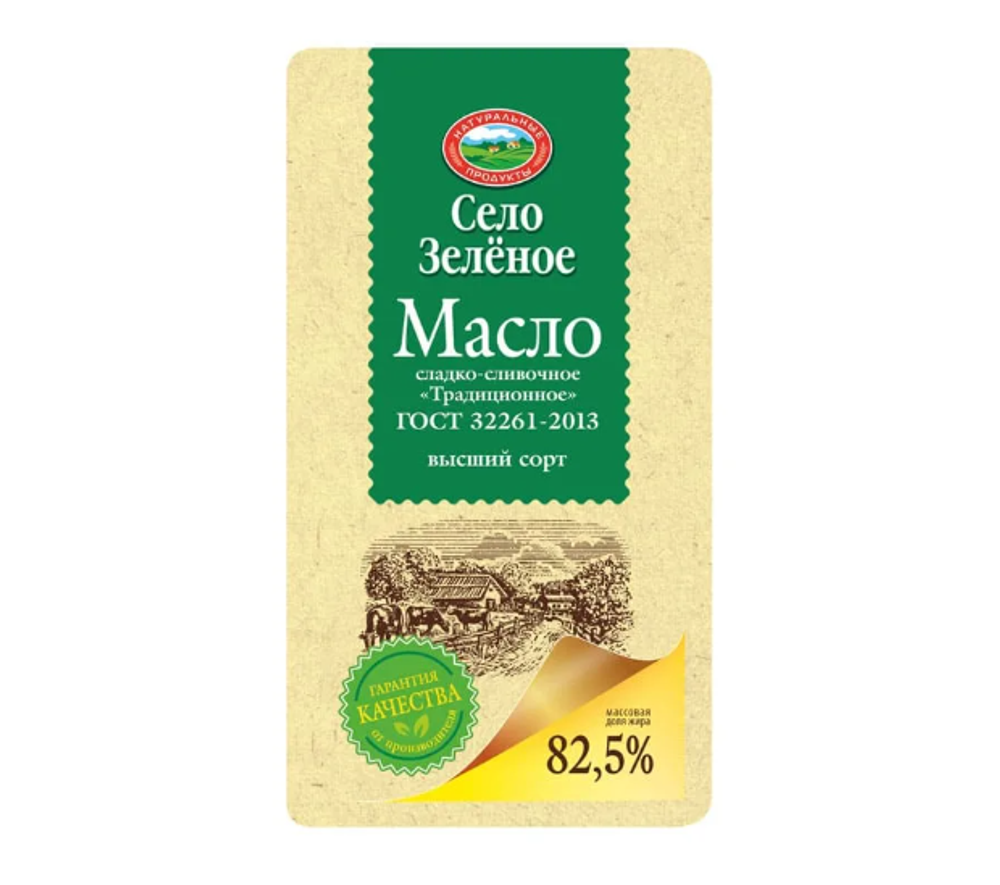 Масло "Традиционное" сливочное 82.5% гост, Село Зеленое, 175г