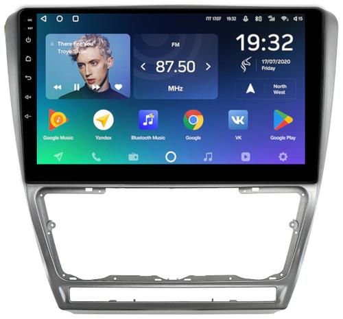 Магнитола для Skoda Octavia A5 2004-2013 (рамка серебро) - Teyes CC2 PLUS монитор 10.1" QLED, Android 10, Быстрая, SIM-слот