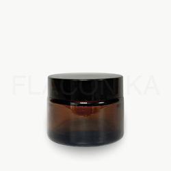 Комплект: Банка стекло 30 мл коричневая для крема с черной пластиковой крышкой