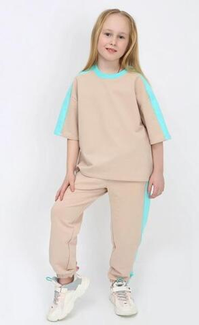 Костюм для девочек футер "Вета-1" р.146, Бежевый (Ивашка)