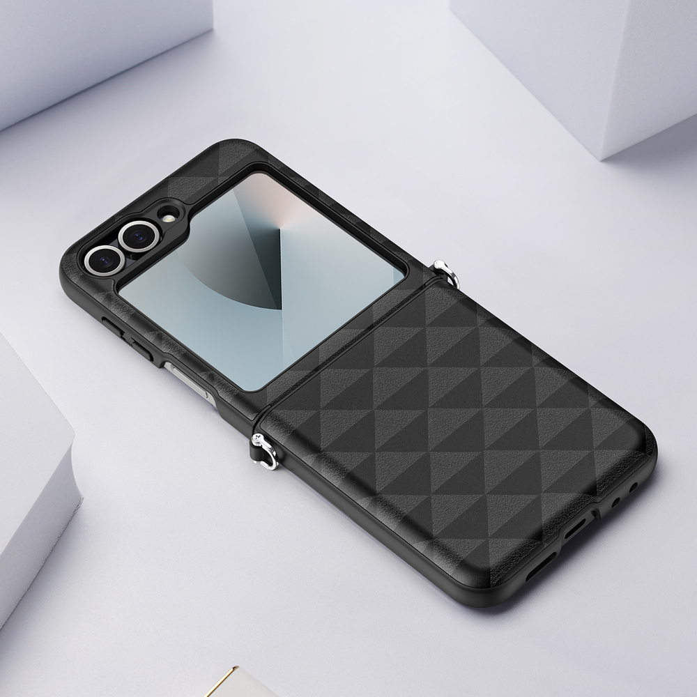 Складной чехол-книжка черного цвета от Dux Ducis для Samsung Z Flip 6, серия Fitt Series Case