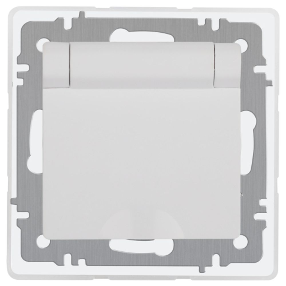 Розетка Intro Accent 6-209-01 , 2P+E Schuko с крышкой штор., 16А-250В, IP44, СУ, AL/CU, белый | Intro