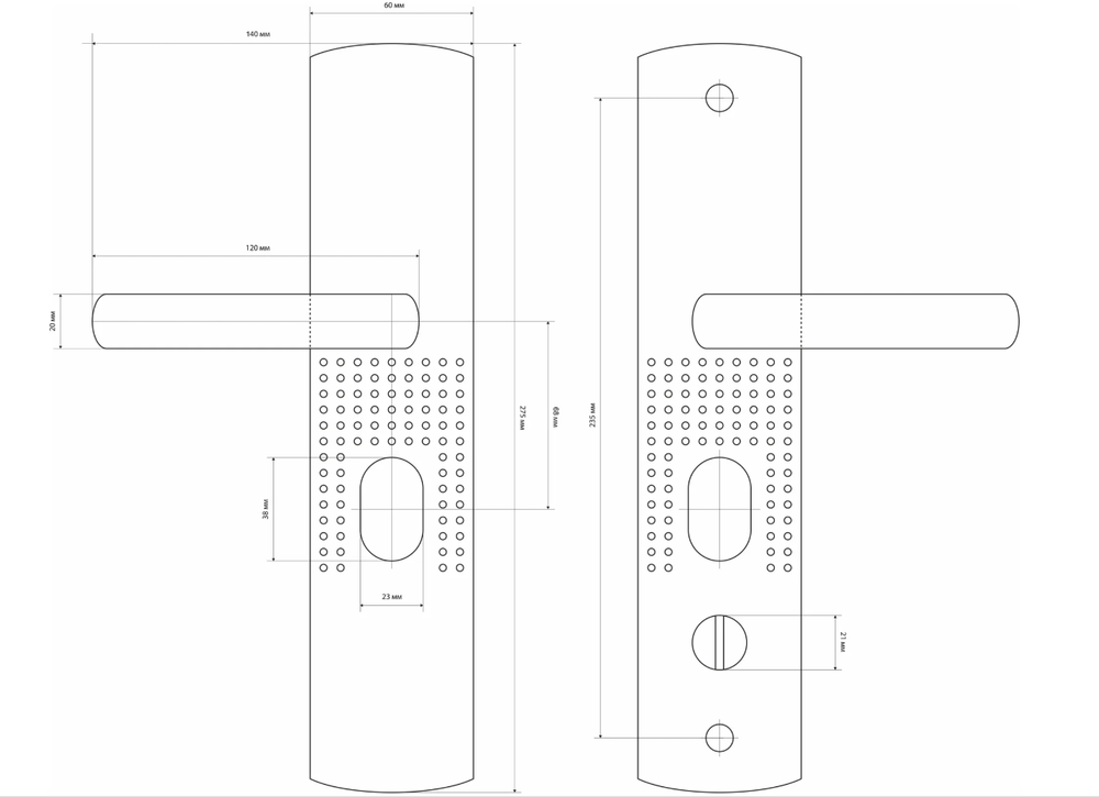 Ручка дверная Стандарт, РН-СТ222-1-R, 7 839, правая, для металл. дверей