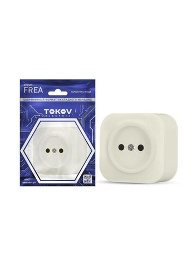 Розетка 1-м ОП Frea 16А IP20 250В без заземл. АБС-пластик беж. TOKOV ELECTRIC TKE-FR-R1-C02