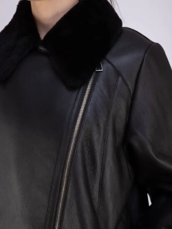 Дубленка женская натуральная авиатор зимняя оверсайз Турция