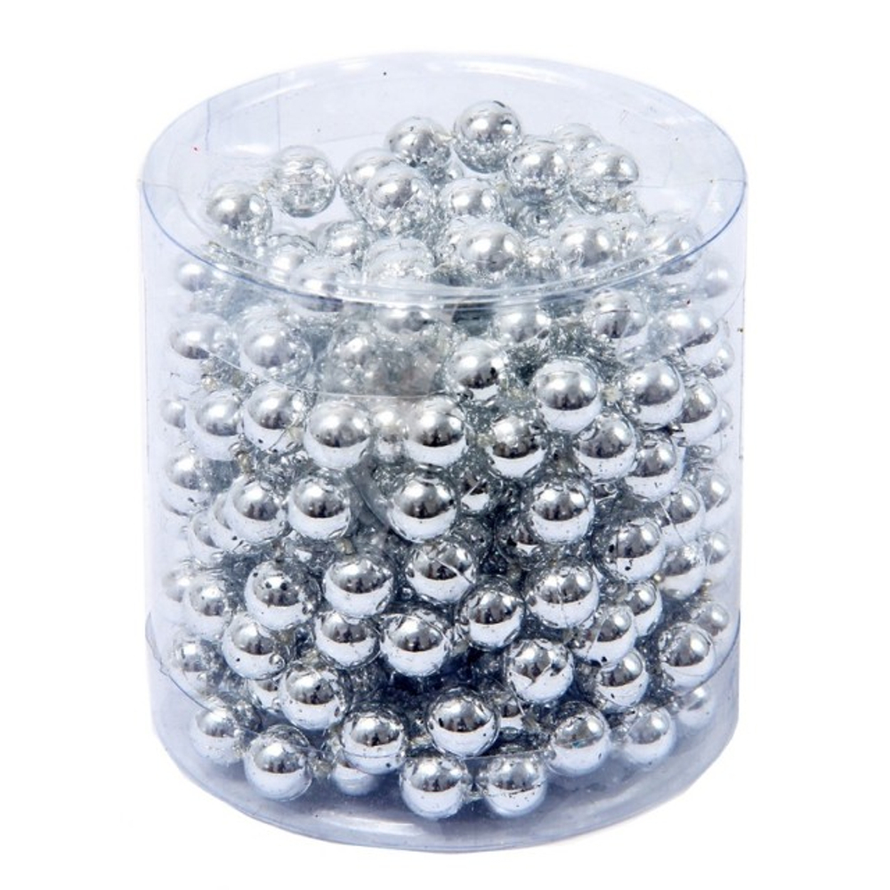 Бусы новогодние SY17ZL-162 шарики 6мм,длина 5м серебро