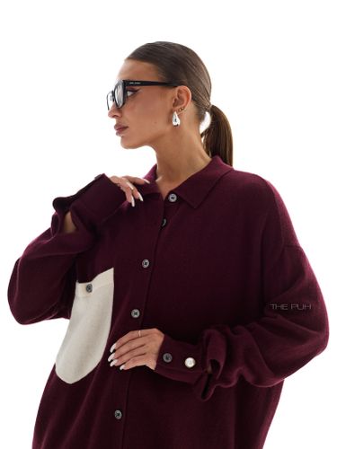 Бордовая кашемировая рубашка с контрастным карманом