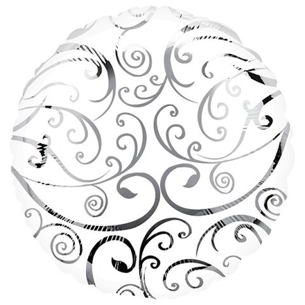 Шар Anagram круг 18" с рисунком Белый Филигрань #18020