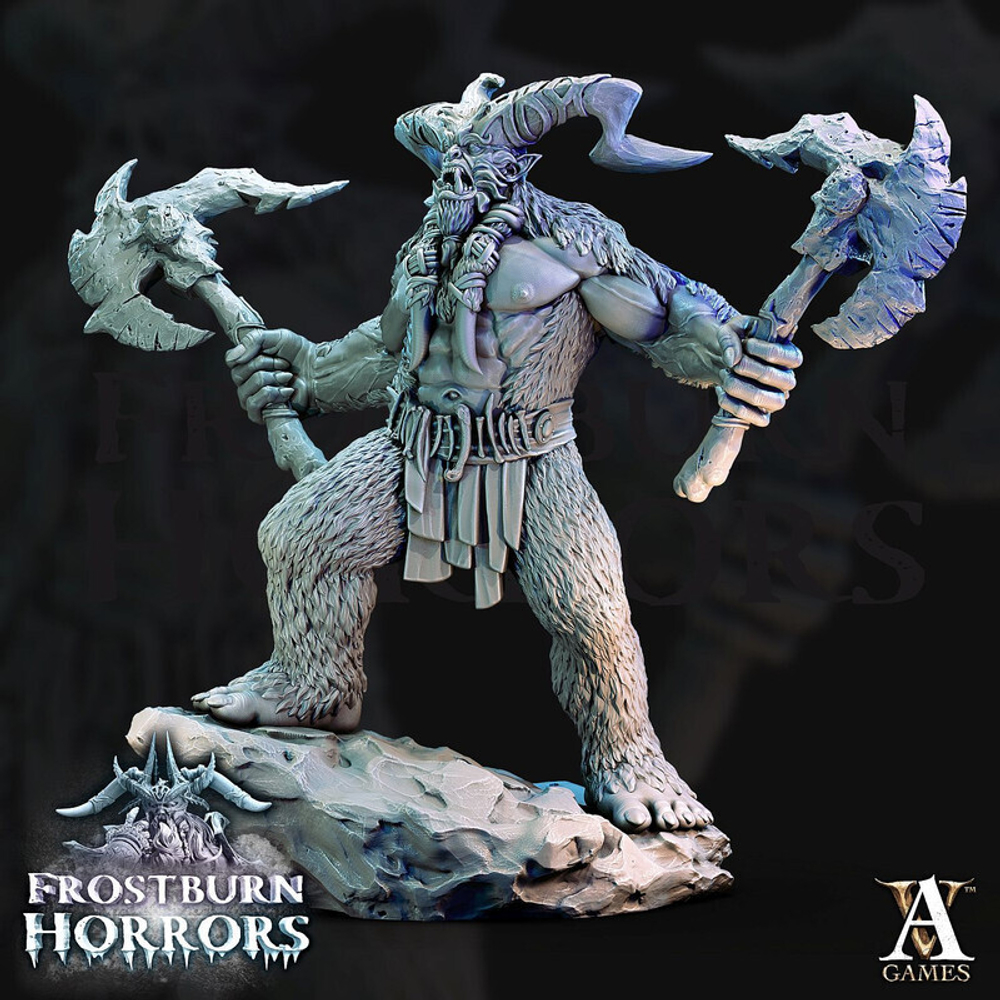 Grand Alliance Chaos Beasts of Chaos Gors Зверолюд с парными топорами миниатюра для dnd, днд, pathfinder, фентези, Настольная игра, НРИ, Варгейм, РПГ