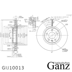 Диск тормозной передний с покрытием VAG AUDI A4/A5/S5/A6/S6/A7/Q5 08 GANZ GIJ10013
