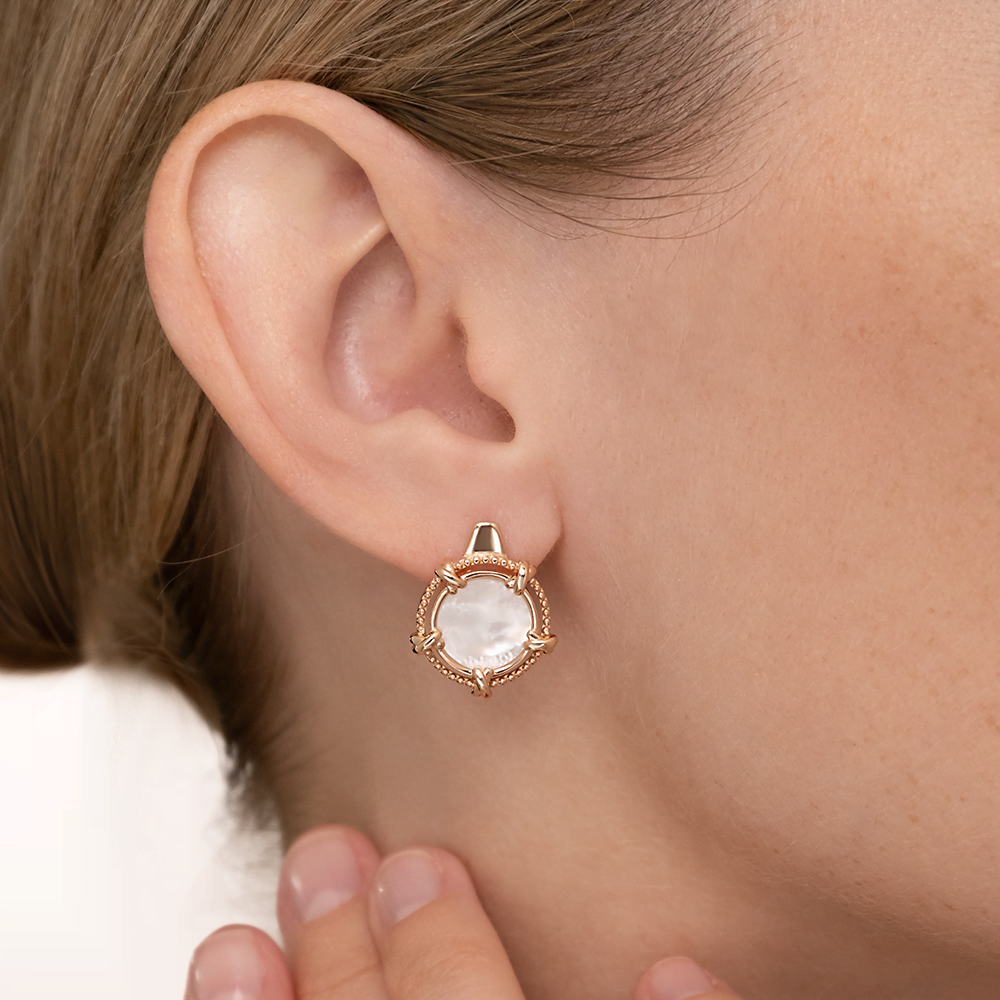 Серьги с английским замком из красного золота с перламутром