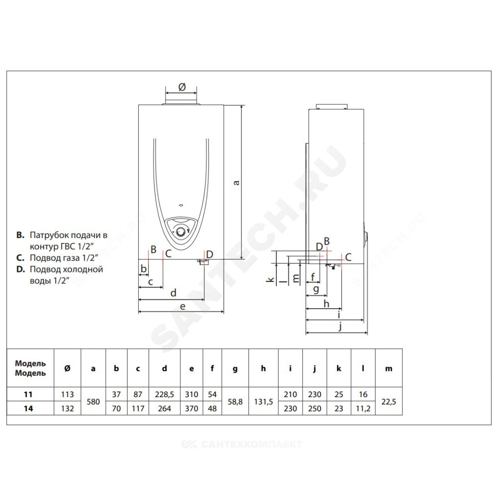 Водонагреватель газовый проточный FAST EVO 14 B Ariston 3632048