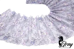 03-219 Кружево эластичное 22 см, лаванда/лиловый/серебро