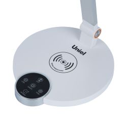 ULM-D113 18W-3000-6000K-DIM WHITE Светильник настольный светодиодный с беспроводной зарядкой телефонов. Сенсорный выключатель. Диммер. Белый. TM Uniel