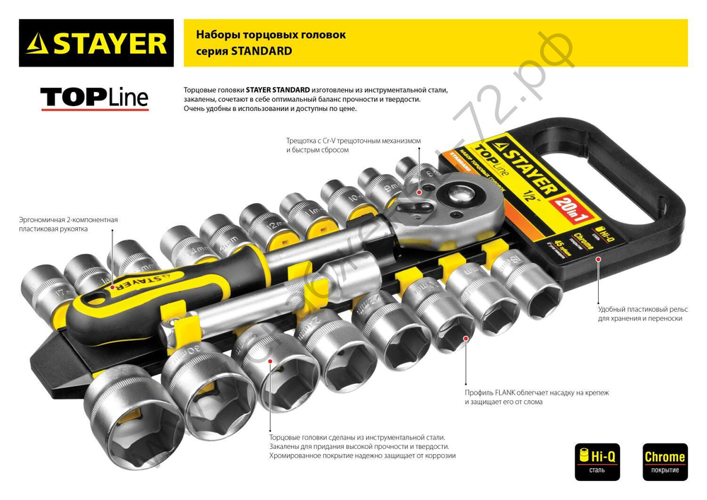 STAYER RSS 10S, 10 предм., (1/4″), набор торцовых головок (27758-H10)