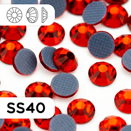 Стразы горячей фиксации из стекла, цвет Siam, ss40