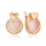 Серьги «Первая любовь» с английским замком из красного золота с перламутром