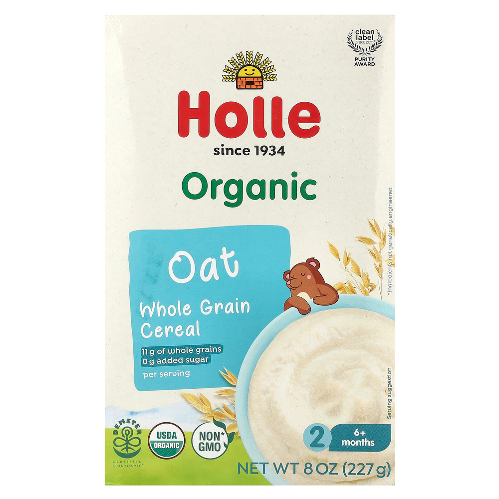 Holle, Органические овсяные хлопья из цельного зерна, от 6 месяцев, 227 г (8 унций)