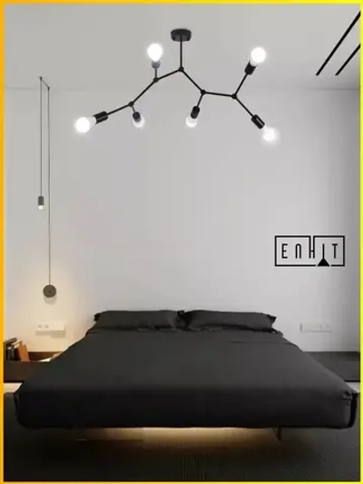 Люстра потолочная подвесная для зала спальни и на кухню в современном стиле лофт черная