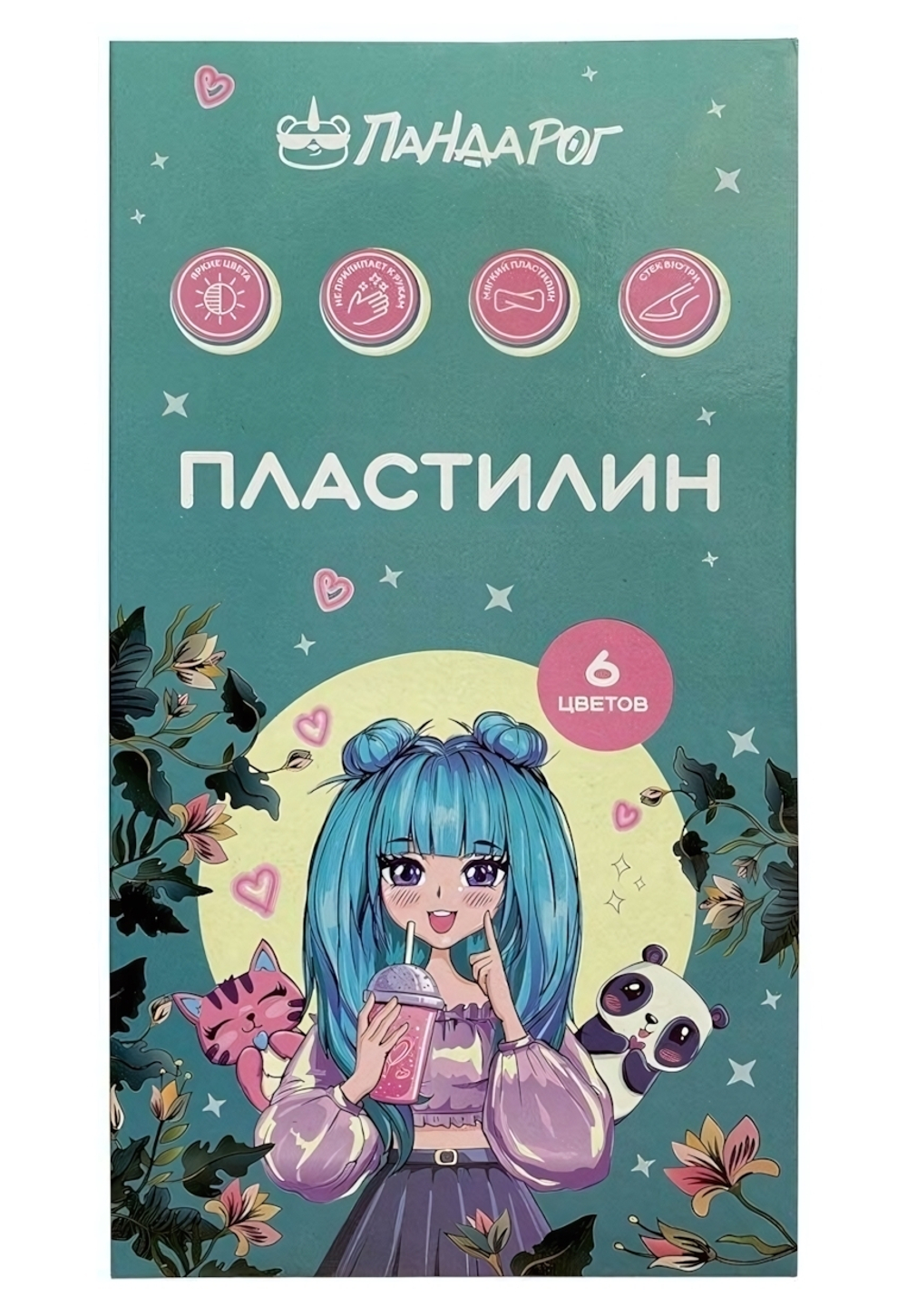 Пластилин "Анимэ" 6 цветов, со стеком, 120 грамм (ПандаРог)