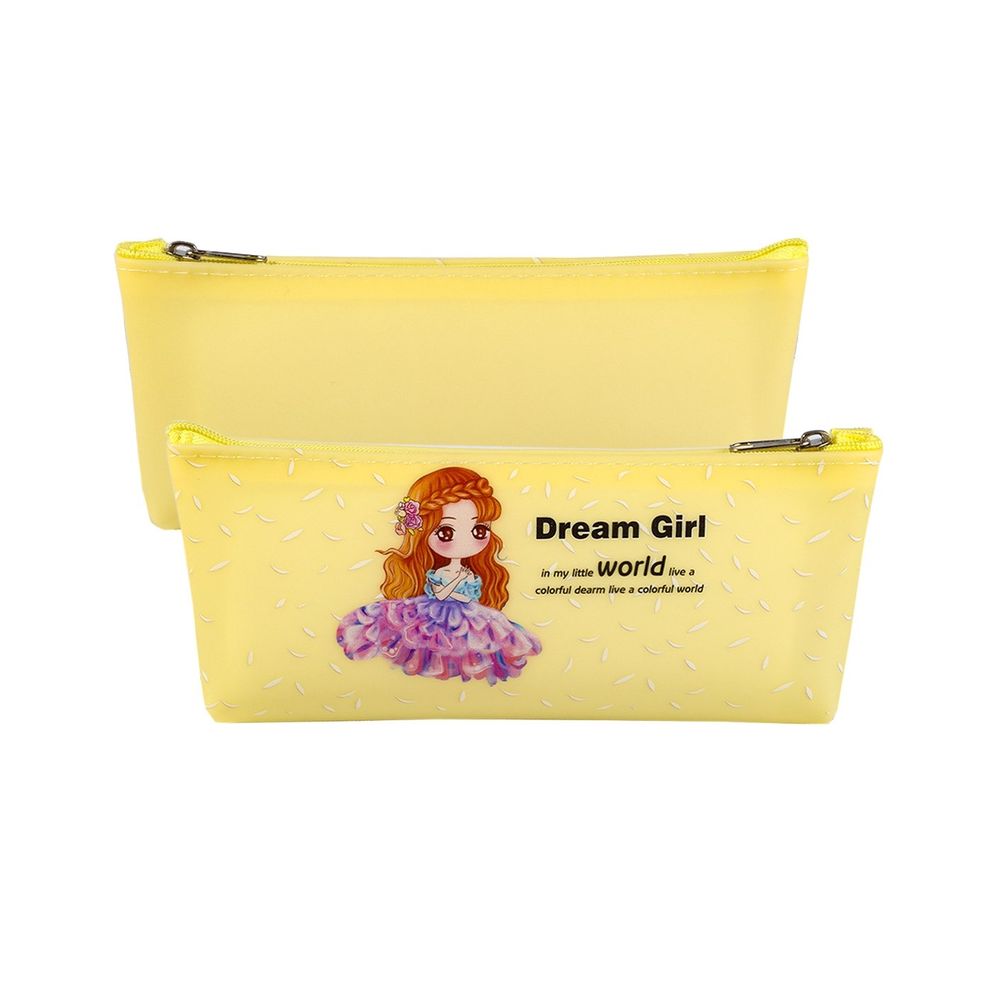 Пенал - косметичка, Alingar, силикон, молния, 80 х190 мм, "Dream Girl", желтый (принцесса)