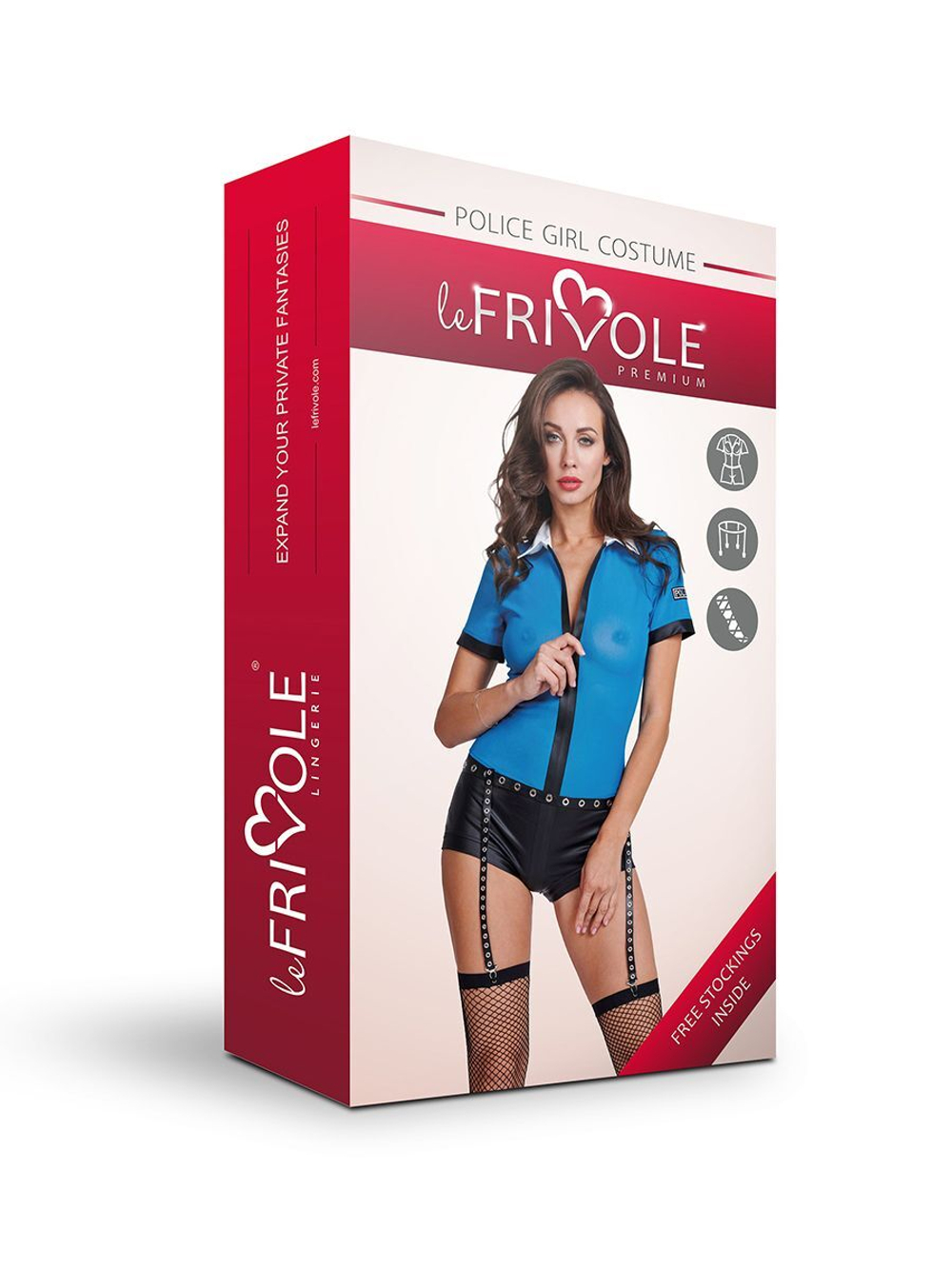 Костюм-боди полицейского на молнии синий S/M