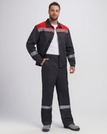 Костюм Лигор-1 Премиум СОП К. (тк.Смесовая,240) брюки, т.серый/красный