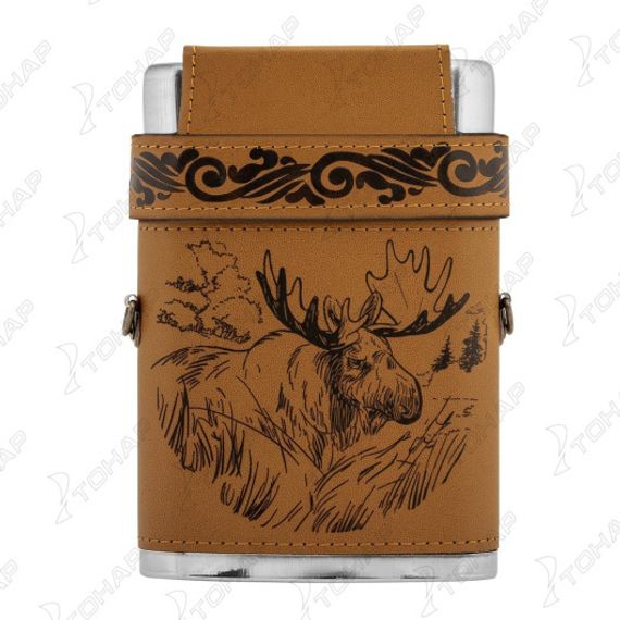 Фляжка Лось (фляжка 240мл + 3 стопки + ремешок) (PBP-8) Guotai