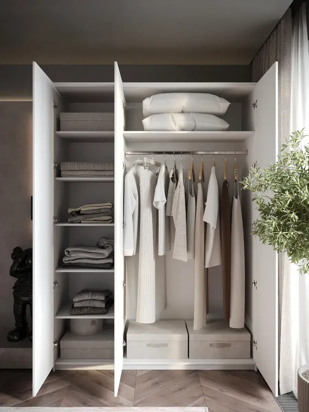 Шкаф распашной 120*40*240 белый, с антресолью Lorena 6