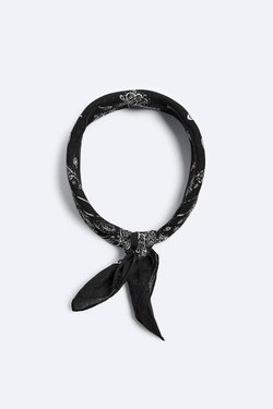 ZARA БАНДАНА С ПРИНТОМ ПЕЙСЛИ, ЧЕРНЫЙ