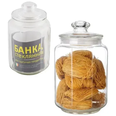 Банка стеклянная для сыпучих продуктов с крышкой LATTINA, объем: 2 л