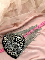 Эполет-брошь (съемный наплечник декоративный) черный со стразами и шипами  20х12 см