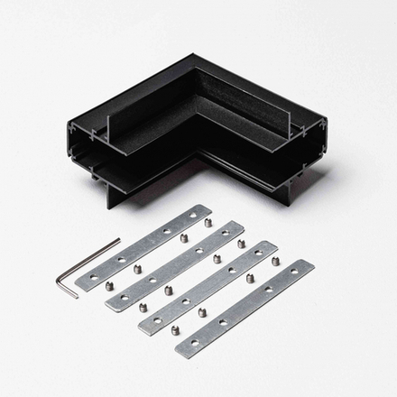 Угловой коннектор внутренний для встраиваемого магнитного трекового шинопровода под ГКЛ 12,5мм MKA-3R-IC-B, Черный