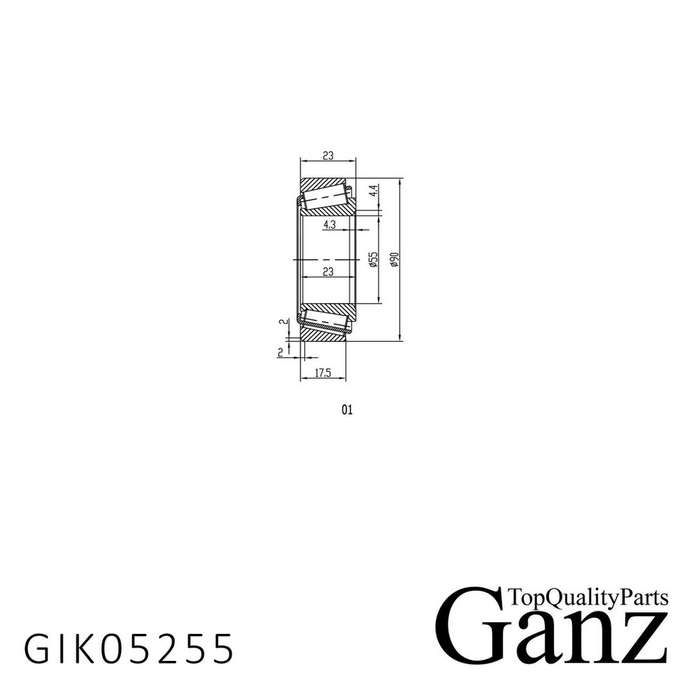 Подшипник ступицы задний FORD TRANSIT 00- GANZ GIK05255