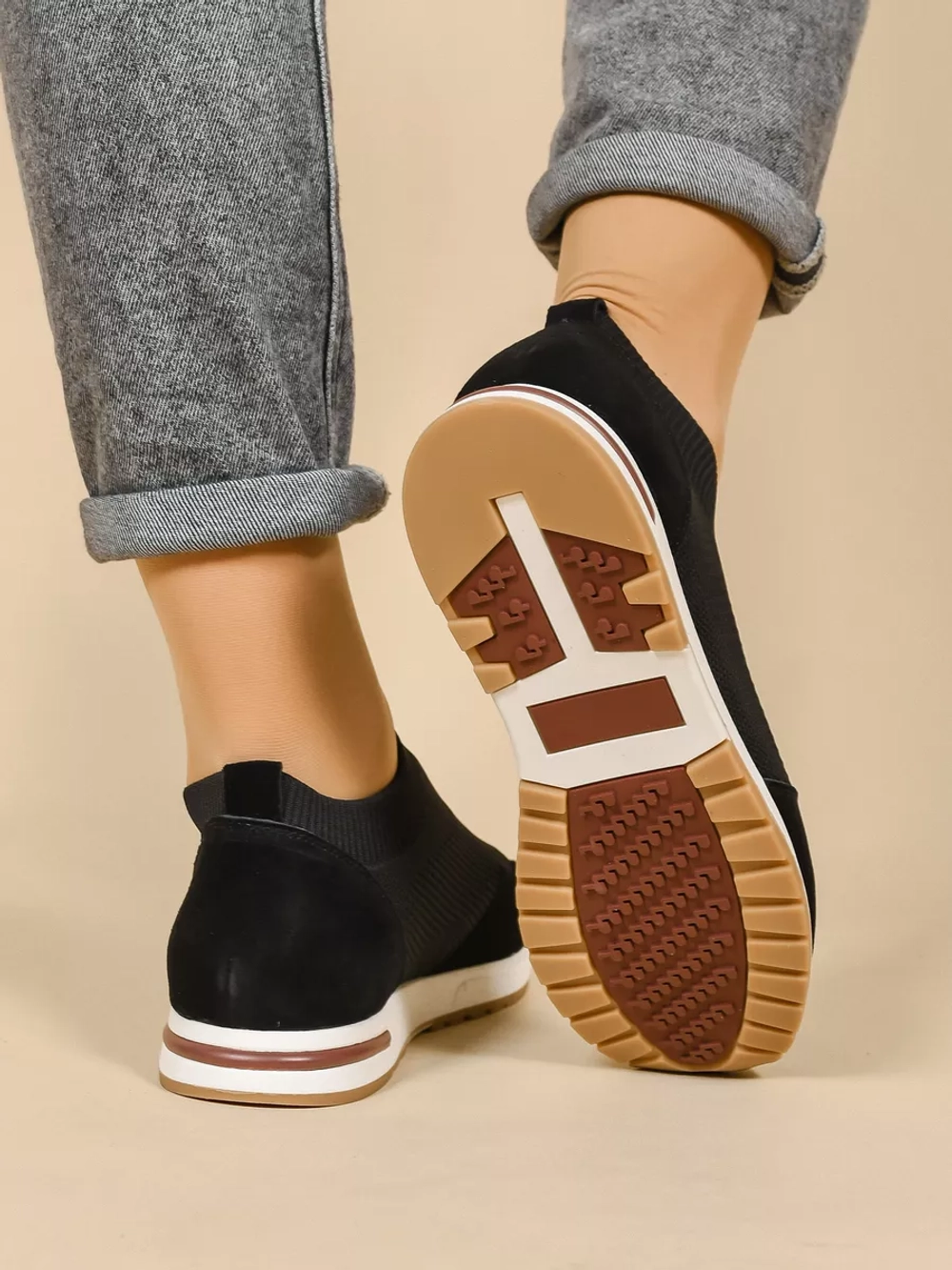 Кроссовки нат. замша/текстиль (36-41)р. / шт. HL-143-BLACK